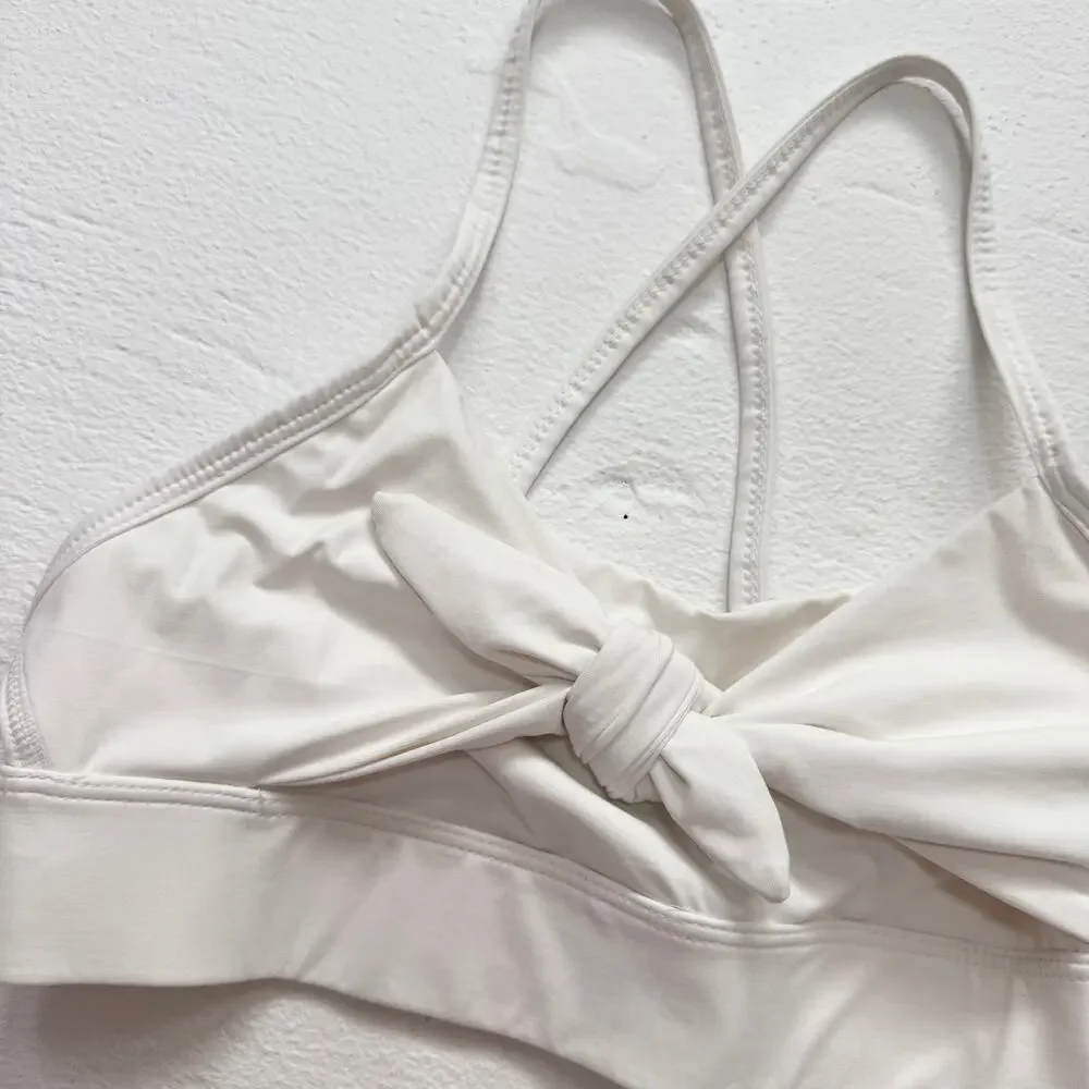 Alala White Knot-Front Strappy Sports Bra